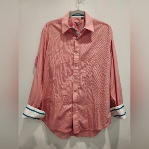 ROBERT GRAHAM SIZE LARGE X COLLECTION DRESS SHIRT BUTTON UP BUTTON DOWN